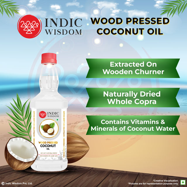 Indic Wisdom Wood Pressed Virgin Coconut Oil | Cold Pressed - Extracted on Wooden Churner