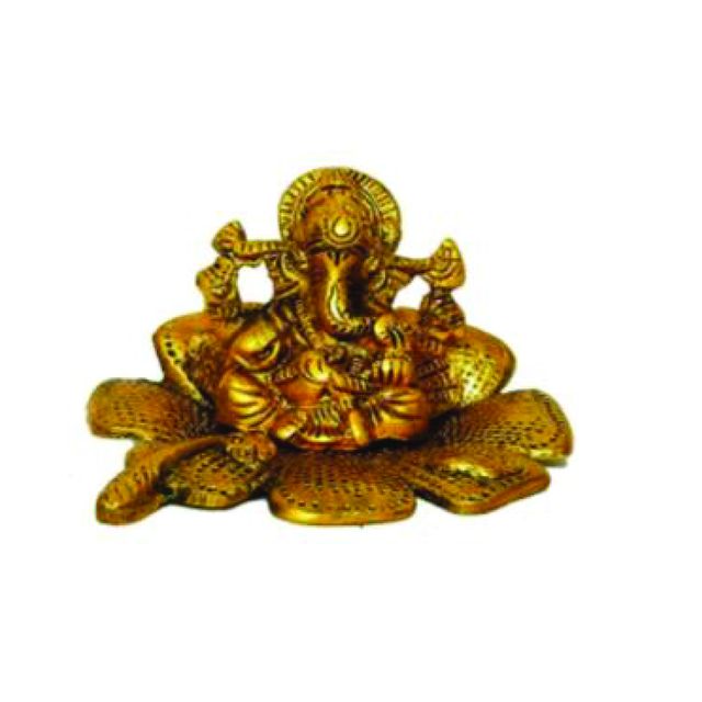 Devnidhii Ganesh Ji Idol with Laptop in Gold Polish