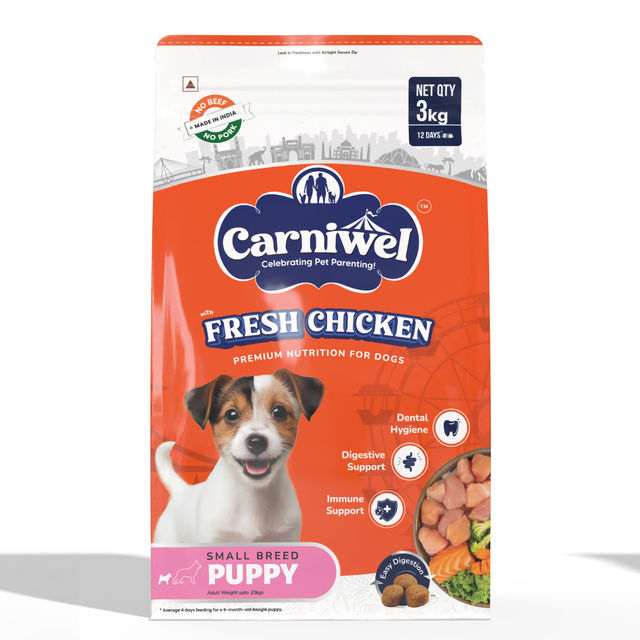 Carniwel Fresh Chicken Dry Dog Food For Small Breed, Puppy 3 kg X 2 Combo