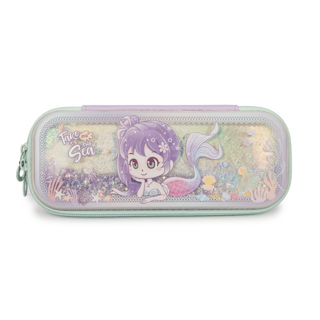 Qips Zip Closure Mermaid Printed Pencil Holder Case - 38100-D