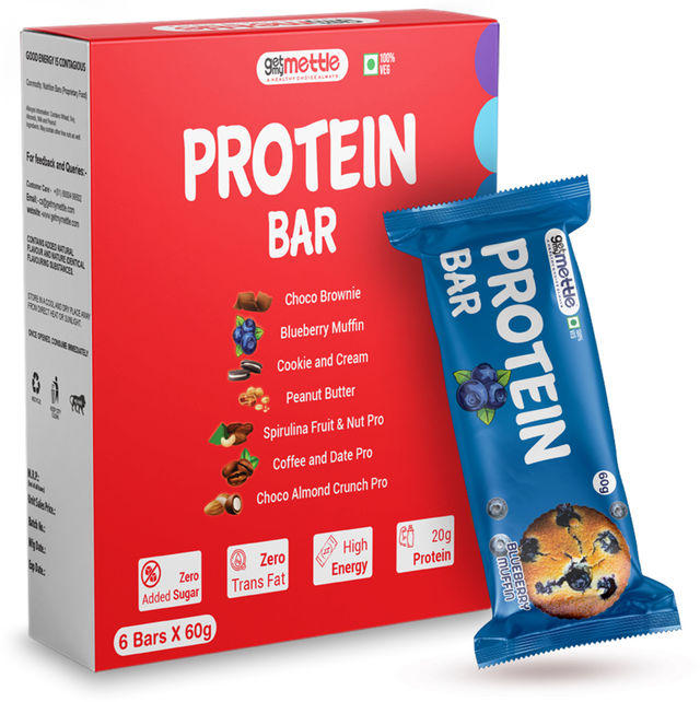 Getmymettle Blueberry Muffin Protein Bars | Each 60G Bar | Protein Bars (Blue Berry Muffin)