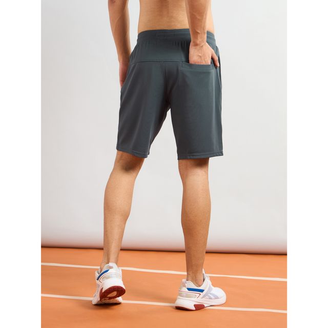 Technosport Men Poly Solid Slim Fit Sports Shorts with TS FLEXI | Dark Carbon | M