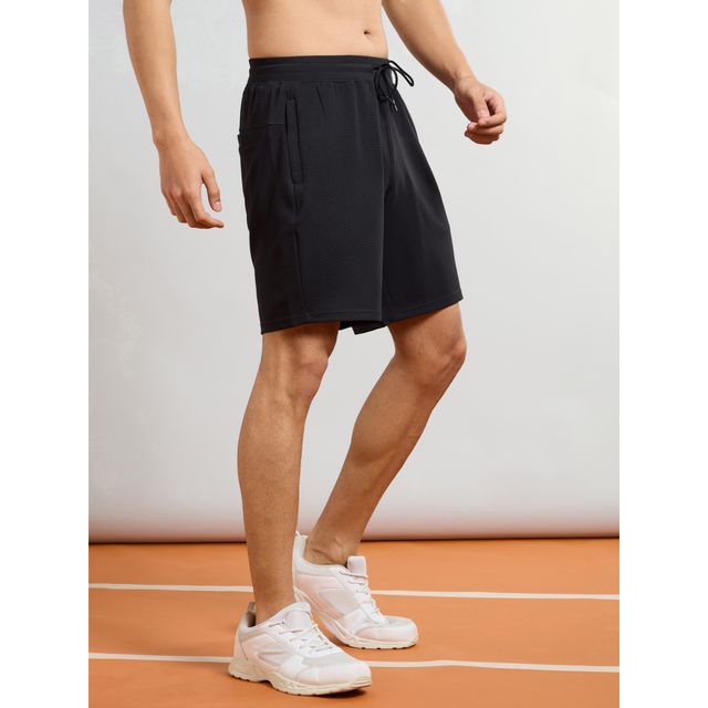 Technosport Men Poly Solid Slim Fit Sports Shorts with TS FLEXI | Black | L