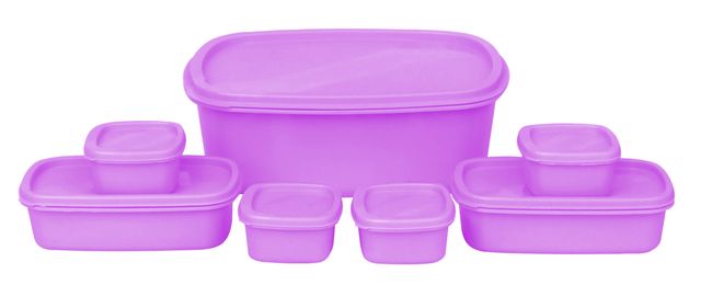 Princeware Store Fresh Container Set of 7 Pcs | 2850 ml-1 Pc |475 ml-2 Pcs |100 ml-4 Pcs Pink