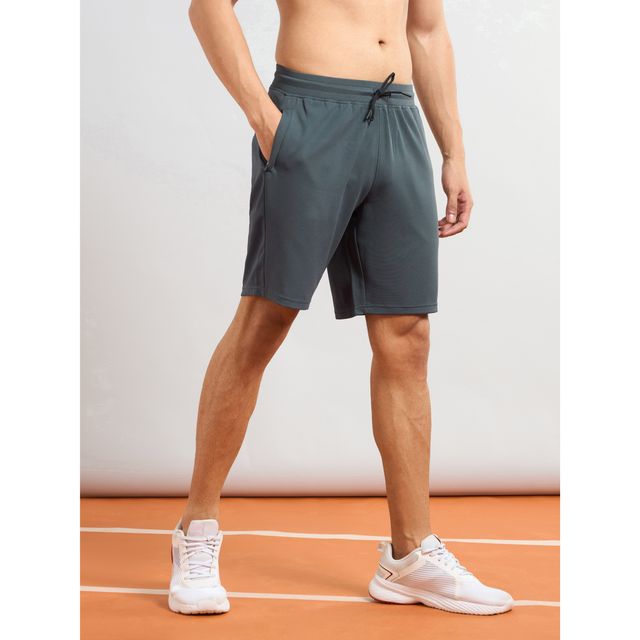 Technosport Men Poly Solid Slim Fit Sports Shorts with TS FLEXI | Dark Carbon | M