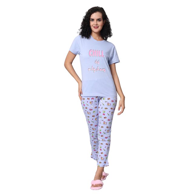 evolove Women's Pajama Set Lavender NPSKN1726LV-M