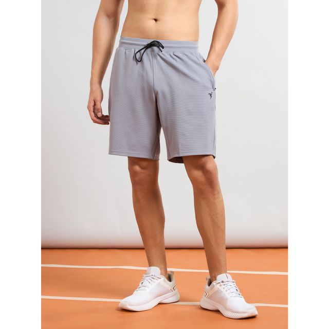 Technosport Men Poly Solid Slim Fit Sports Shorts with TS FLEXI | Light Grey | M