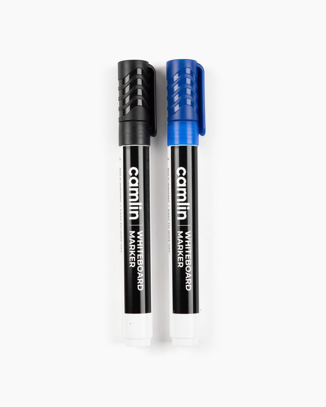 Camlin Whiteboard Marker - Pack Of 2 Assorted Colors (Black, Blue)