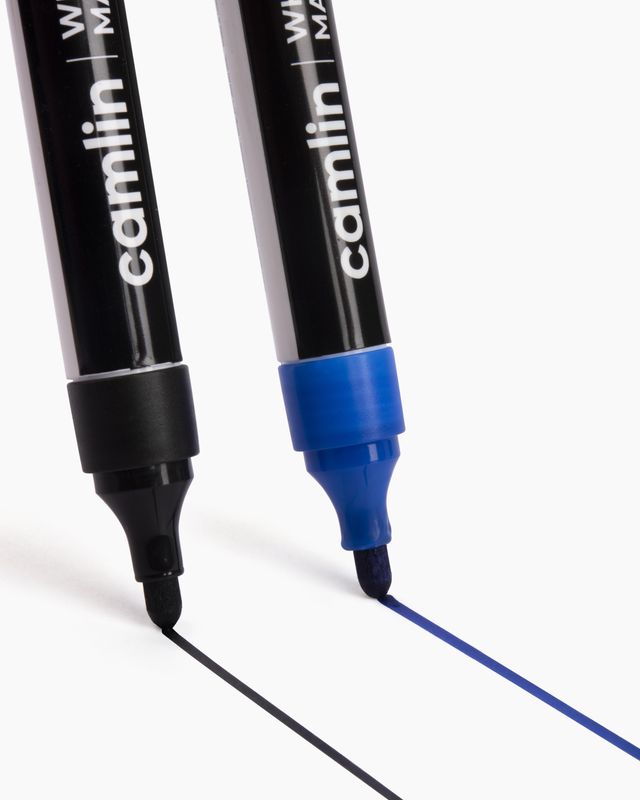 Camlin Whiteboard Marker - Pack Of 2 Assorted Colors (Black, Blue)