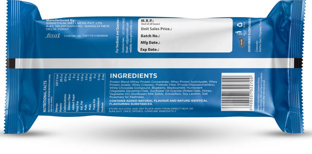 Getmymettle Blueberry Muffin Protein Bars | Each 60G Bar | Protein Bars (Blue Berry Muffin)