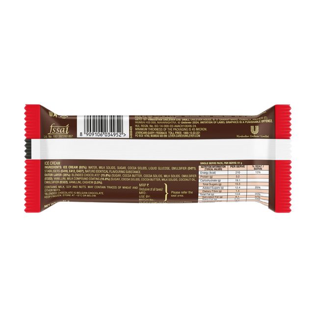 Kwality Wall's Chocolate Brownie Ice Cream Stick | Pouch 61 g Combo