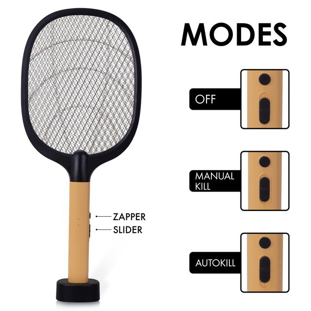 Killato Weird Wolf 2 In 1 Uv Light Mosquito Bat Racket Usb Type-C Charging, (Peach-Black)