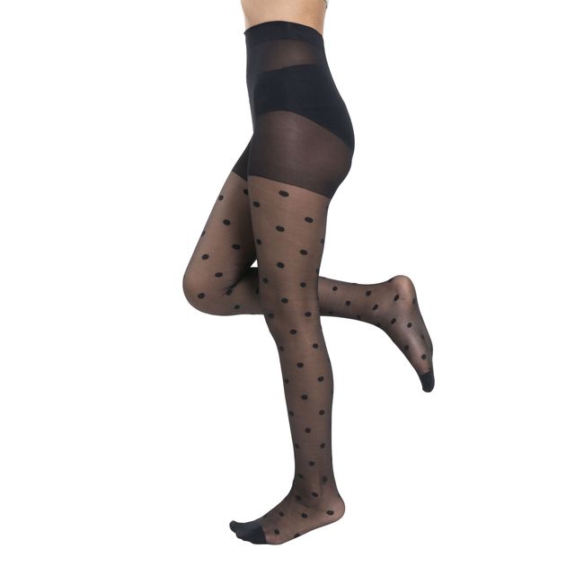 Theater Women Black Polka Grande Stockings S - XL (24 - 42 In)