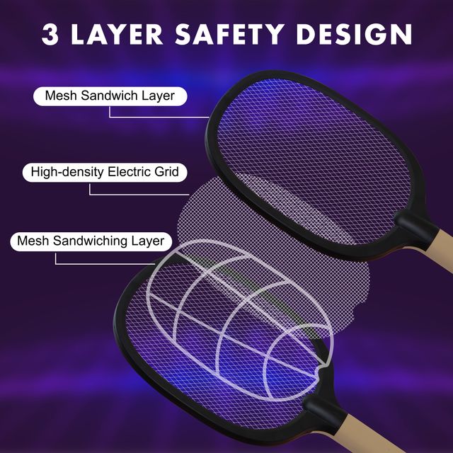 Killato Weird Wolf 2 In 1 Uv Light Mosquito Bat Racket Usb Type-C Charging, (Peach-Black)