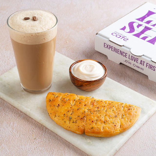 Garlic Bread With Cheese Dip & Classic Cold Coffee Combo