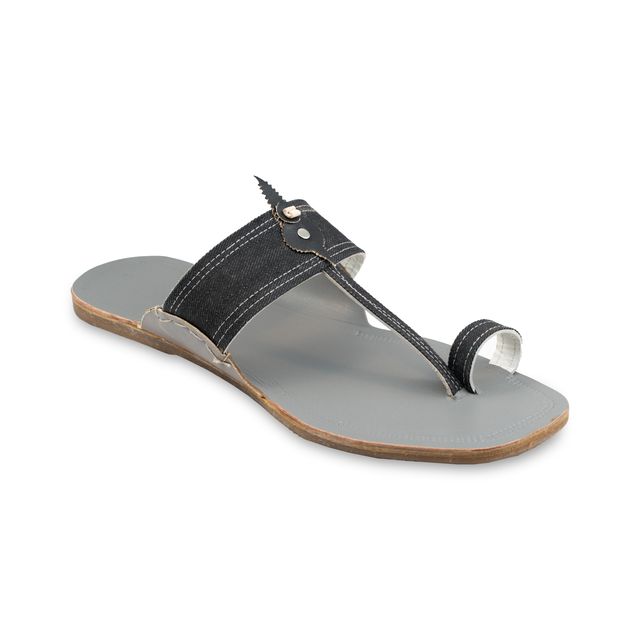 Korakari DenimCharm Kolhapuri Chappal for Men Grey | UK9