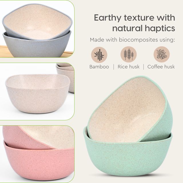 Eha Earth-Friendly Small Soup Bowls Without Spoons | 300 ml | Set Of 4 | Multi-Light