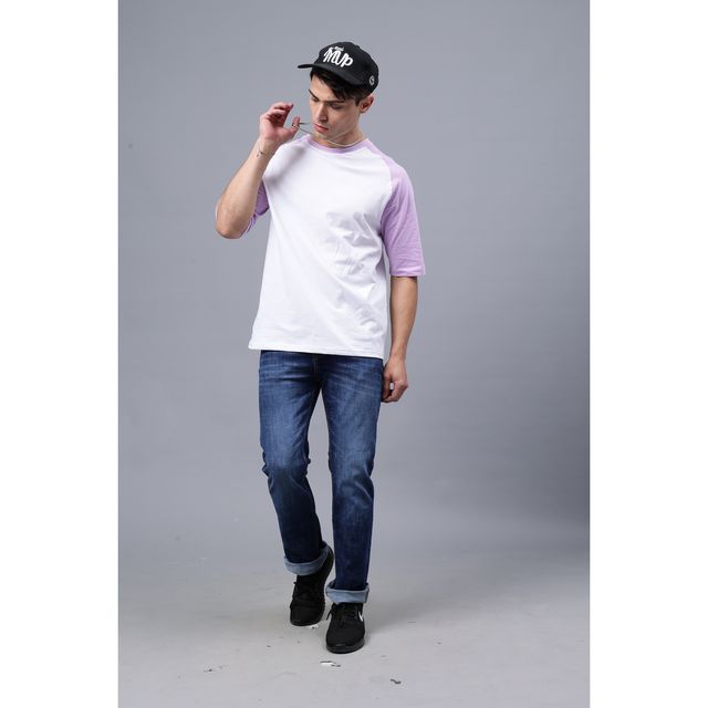 Mad Over Print Men's Colourblock T-shirt | Lavendar - S