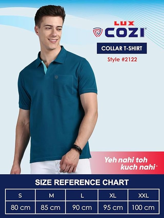 Lux Cozi Men's Solid Cotton Polo T-shirt with Pocket - Buy at