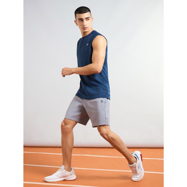 Technosport Men Poly Solid Slim Fit Sports Shorts with TS FLEXI | Light Grey | M