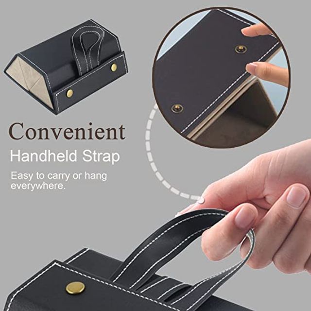 Awestuffs 3 Slots Foldable PU Leather Sunglasses Case - Buy at