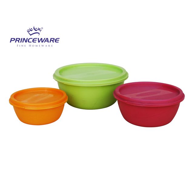 Princeware Store Fresh Bowl Container Set of 3 Pcs | 900 ml+525 ml +295 ml