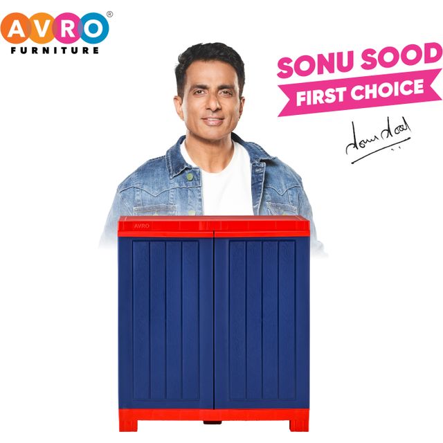 Avro Furniture Star Plastic Almirah | Cabinet Red & Blue