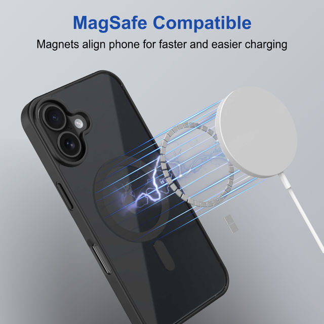 Zapcase Back Cover For Apple Iphone 16 (MagSafe-Black)