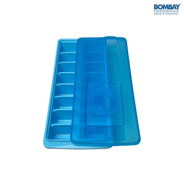 Rectange Ice Cube Tray With Removable Lid Plastic 16 Cubes Tray (Blue)