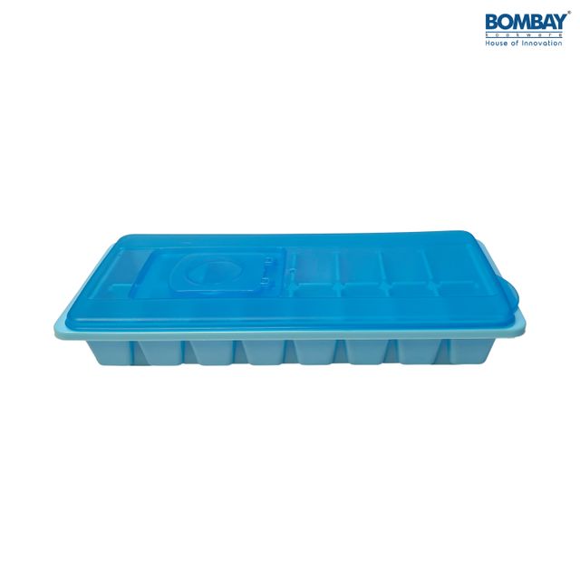 Rectange Ice Cube Tray With Removable Lid Plastic 16 Cubes Tray (Blue)