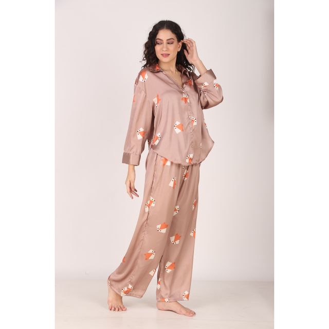 Masha Women's Fox Brown Oversized Pajamas | Set | XL