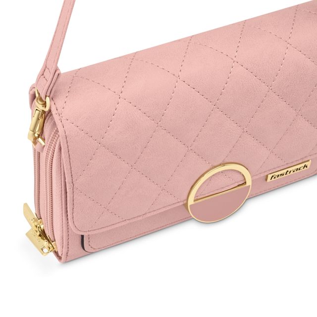 Fastrack Women's Quilted Envelope Clutch | Pink