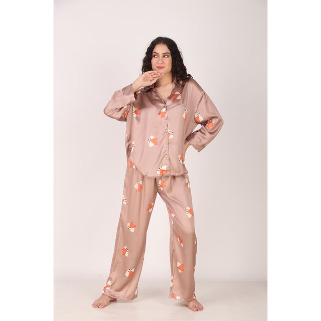 Masha Women's Fox Brown Oversized Pajamas | Set | XL