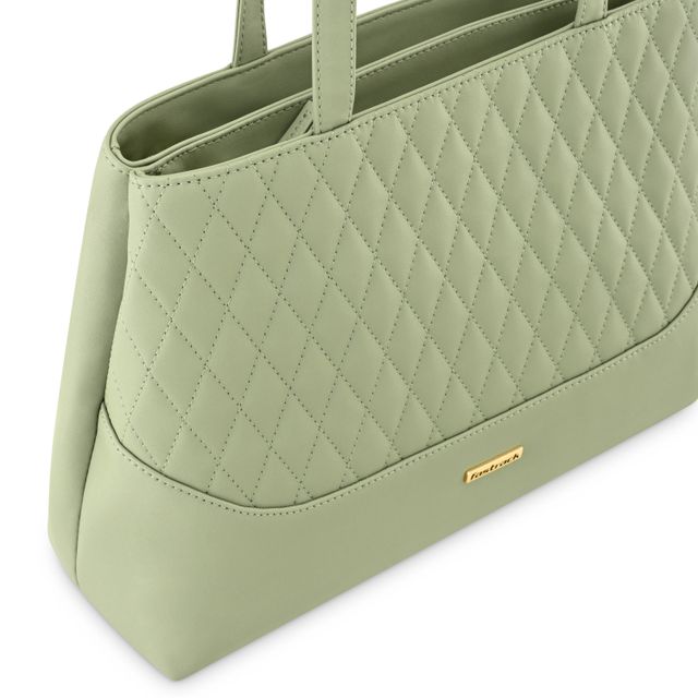 Fastrack Women's Textured Structured Shoulder Bag With Quilted Detail | Khaki