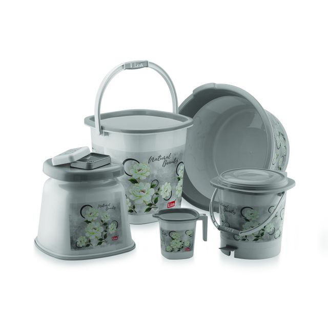 Liza Industries Bathroom Set - Jumbo 6 Pcs - 25 L, Tub 30, 1.5 Mug, Big Patla, Db, Sc (Colour May Vary)