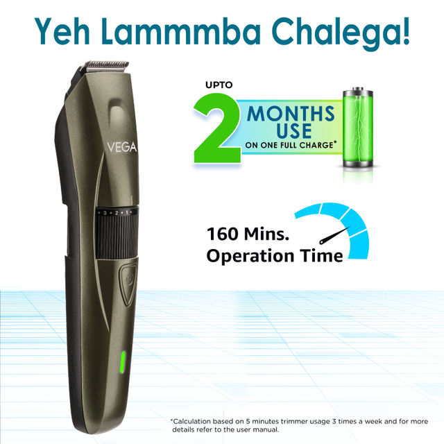 VEGA Power Series P-1 Beard Trimmer For Men With 160 Mins Runtime & 40 Length (Green)