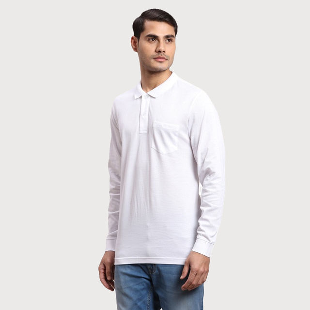 Color Plus Men's Regular Fit Pure Cotton Polo Neck Full Sleeve