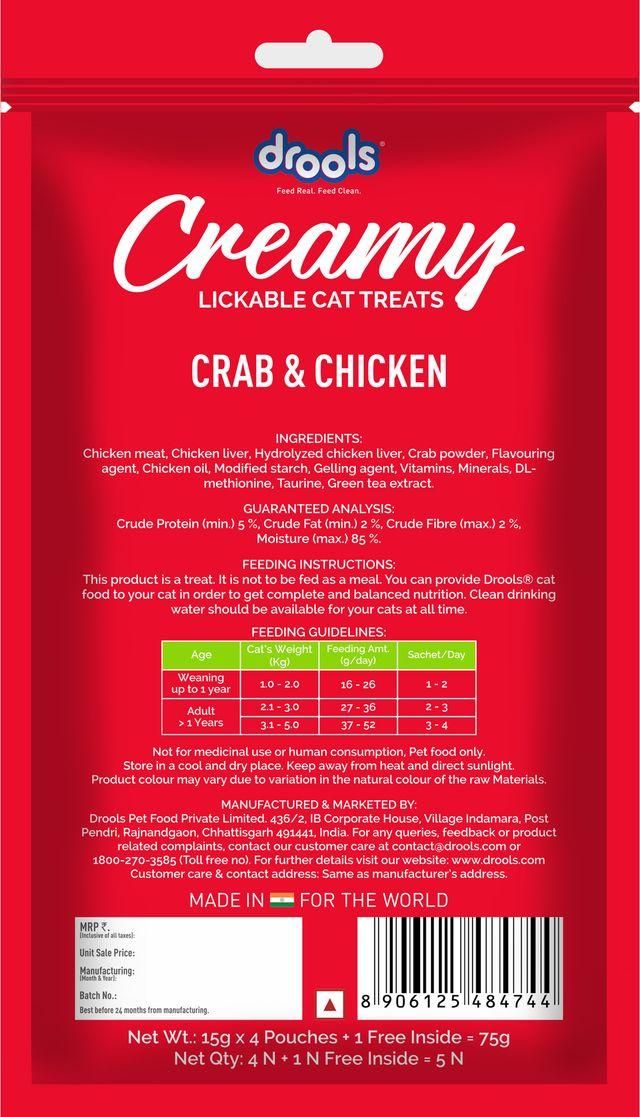 Drools Creamy Lickable Cat Treat Crab & Chicken 5 Sticks