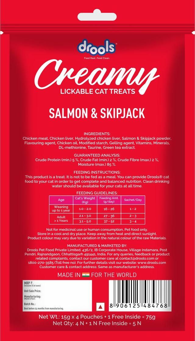 Drools Creamy Lickable Cat Treat Salmon&Skipjack 5 Sticks