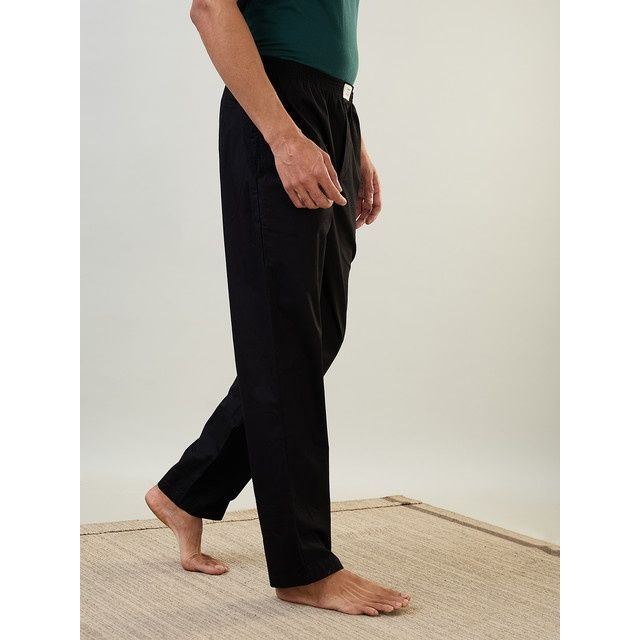Sleepz by Raymond Mens Regular Fit Solid Pattern Pure Cotton Pyjama 00S-Black