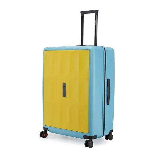 Nasher Miles Zanzibar Check In Hardside Polycarbonate 24 Inch|65 cm Trolley Bag (Yellow-Blue)