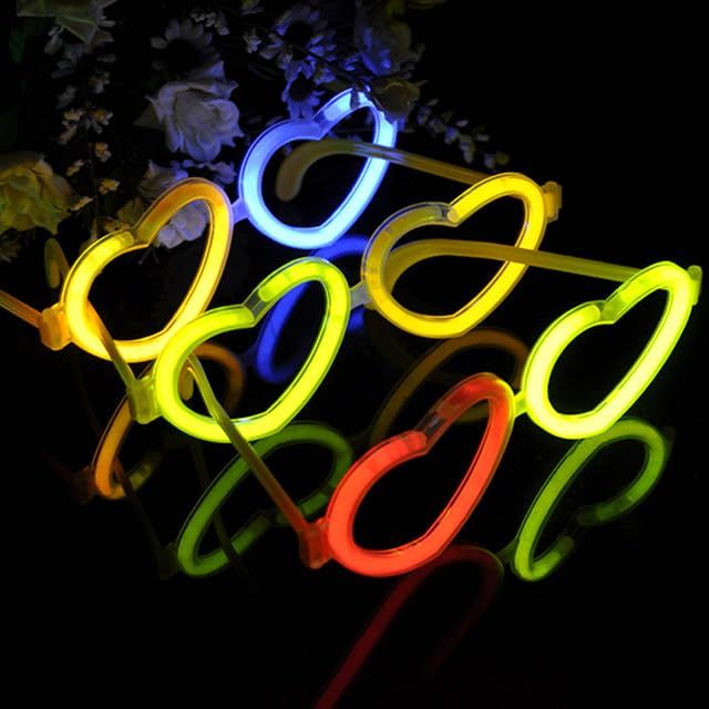 Se7en Glow In The Dark Heart Shape Eye Glasses For Party (Colour May Vary)