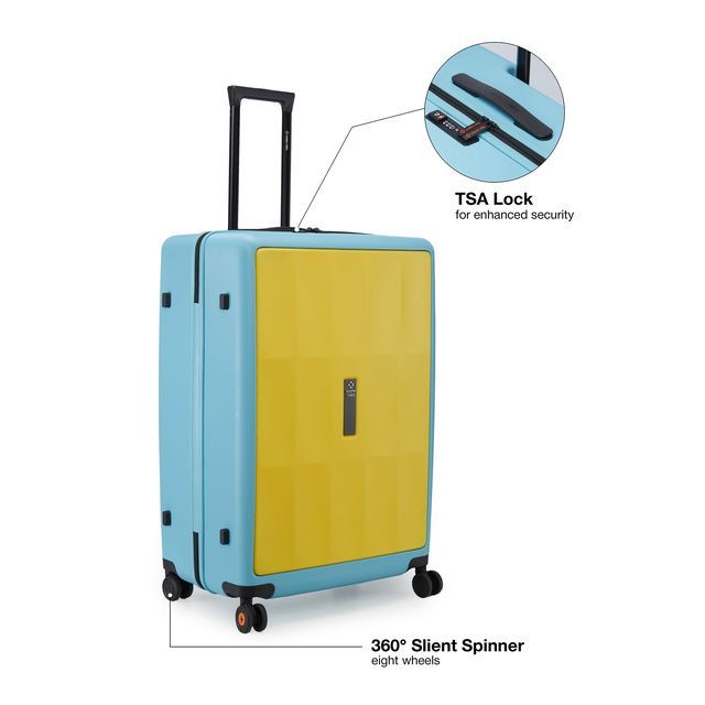 Nasher Miles Zanzibar Check In Hardside Polycarbonate 24 Inch|65 cm Trolley Bag (Yellow-Blue)