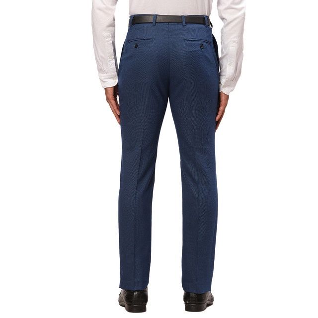 Raymond Men's Slim Fit Polyester Blend Pleatless Formal Trouser | 32 | Blue