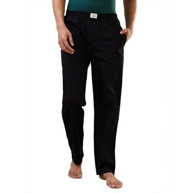 Sleepz by Raymond Mens Regular Fit Solid Pattern Pure Cotton Pyjama 00S-Black