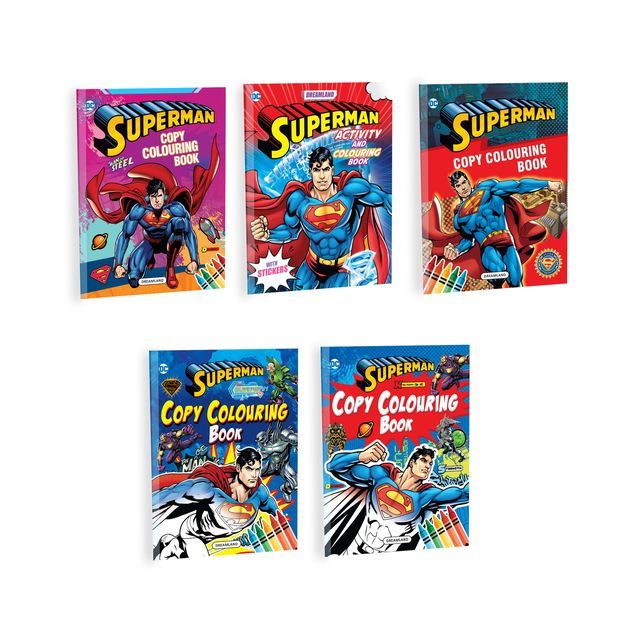 Dreamland Superman Copy Colouring and Activity Books Set of 5 | Gift Pack | Colouring Book, 176 Pages