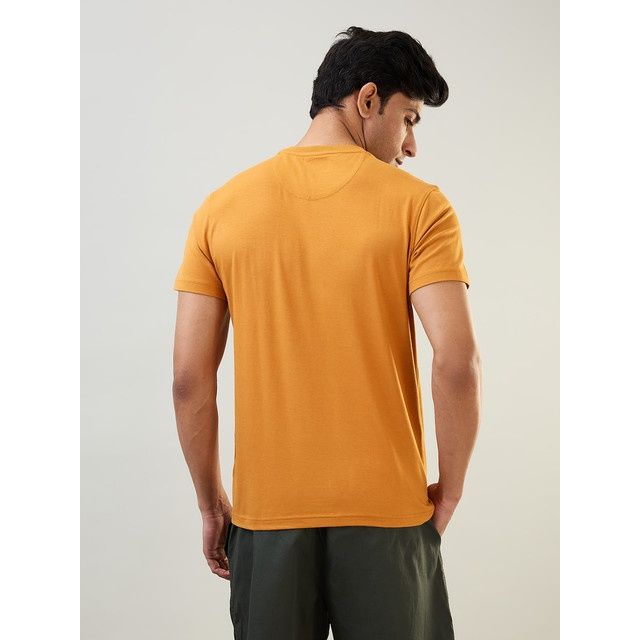 Sleepz by Raymond Mens Regular Fit Solid Pattern Cotton Blend T-Shirt | XL-Dark Yellow