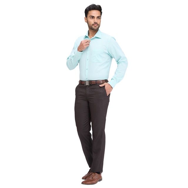 Park Avenue Men's Regular Fit Poly Viscose Blend Pleatless Formal Trouser | 32 | Brown