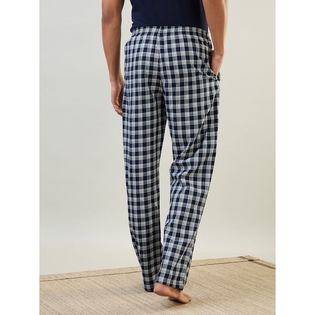Sleepz by Raymond Mens Regular Fit Checks Pattern Pure Cotton Pyjama 00L-Dark Blue
