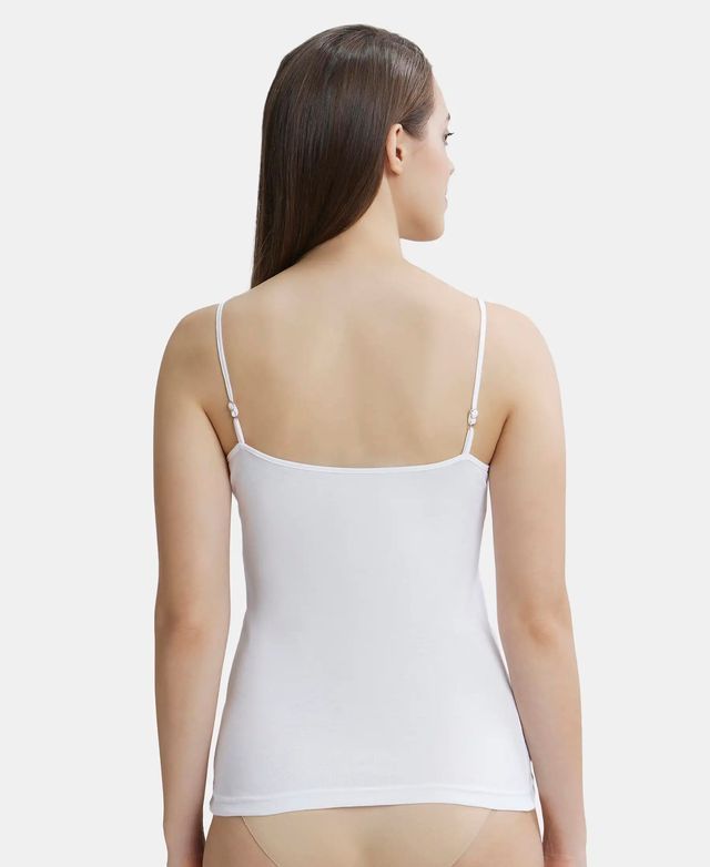 Jockey 1487 Women's Super Combed Cotton Rib Camisole|Adjustable Straps | White-S